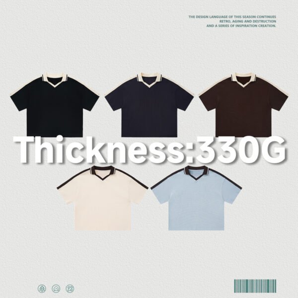Custom Waffle Boxy Cropped Polo Shirt K1182 - Style 11D69C - product detail view 3