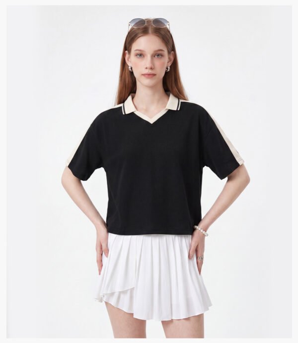 Custom Waffle Boxy Cropped Polo Shirt K1182 - Style 11D69C - product detail view 12