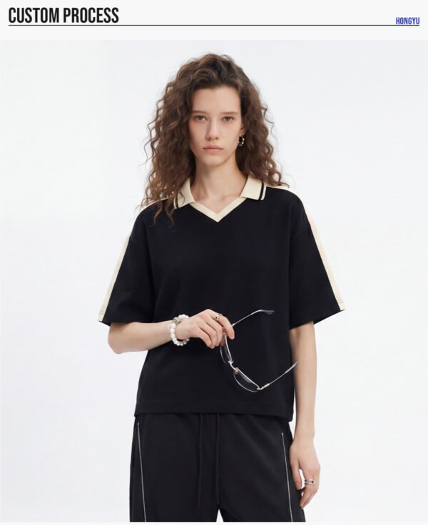 Custom Waffle Boxy Cropped Polo Shirt K1182 - Style 11D69C - product detail view 10