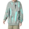 Custom Brush-Graphic Oversized Crewneck Sweatshirt | VW-8138 - Style 8138C4 Man wearing a grey crewneck sweatshirt with a brush stroke graphic print