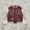 Custom Burgundy Satin Varsity Jacket - Style 014187 - product detail view 2 Custom Burgundy Satin Varsity Jacket - Style 014187 - product detail view 2