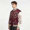 Custom Burgundy Satin Varsity Jacket - Style 014187 - product detail view 3 Custom Burgundy Satin Varsity Jacket - Style 014187 - product detail view 3