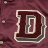 Custom Burgundy Satin Varsity Jacket - Style 014187 - product detail view 7 Custom Burgundy Satin Varsity Jacket - Style 014187 - product detail view 7