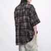 Custom Washed Plaid Patchwork Button-Front Shorts - Style 7E970F - product detail view 3