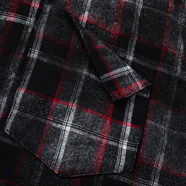 Custom Washed Plaid Patchwork Button-Front Shorts - Style 7E970F - product detail view 7