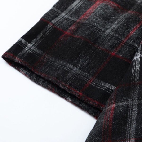 Custom Washed Plaid Patchwork Button-Front Shorts - Style 7E970F - product detail view 8