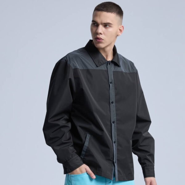 Black and grey two-tone button-front street shirt