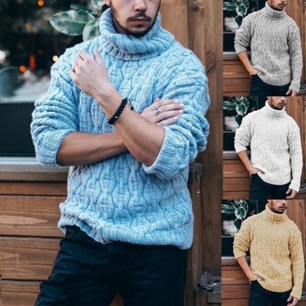 Custom Men's Cable Knit Turtleneck Sweater - Style 5F2DDA - product detail view 2 Custom Men's Cable Knit Turtleneck Sweater - Style 5F2DDA - product detail view 2