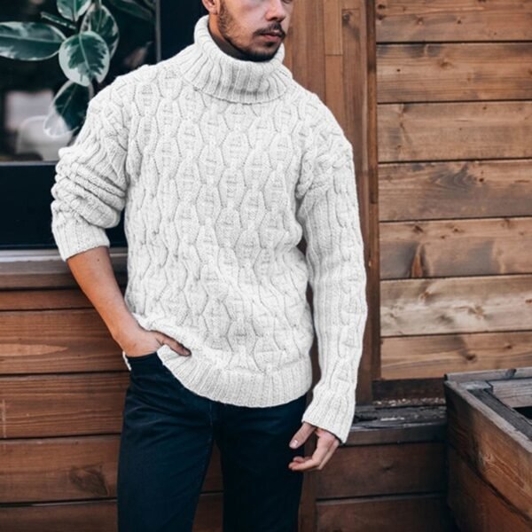 Custom Men's Cable Knit Turtleneck Sweater - Style 5F2DDA - product detail view 5 Custom Men's Cable Knit Turtleneck Sweater - Style 5F2DDA - product detail view 5