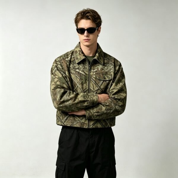 Custom Leaf Camo Zip-Front Canvas Jacket - VW075A - Style 075A64 - product detail view 2 Custom Leaf Camo Zip-Front Canvas Jacket - VW075A - Style 075A64 - product detail view 2