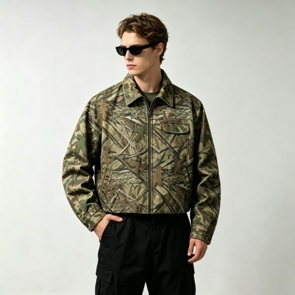 Custom Leaf Camo Zip-Front Canvas Jacket - VW075A - Style 075A64 - product detail view 3 Custom Leaf Camo Zip-Front Canvas Jacket - VW075A - Style 075A64 - product detail view 3