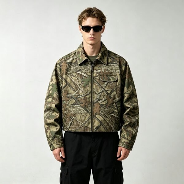 Custom Leaf Camo Zip-Front Canvas Jacket - VW075A - Style 075A64 - product detail view 4 Custom Leaf Camo Zip-Front Canvas Jacket - VW075A - Style 075A64 - product detail view 4