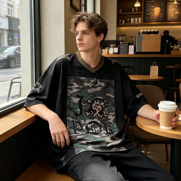 Custom Camo Number Graphic Mesh Jersey Tee - Style FB0847 - product detail view 5