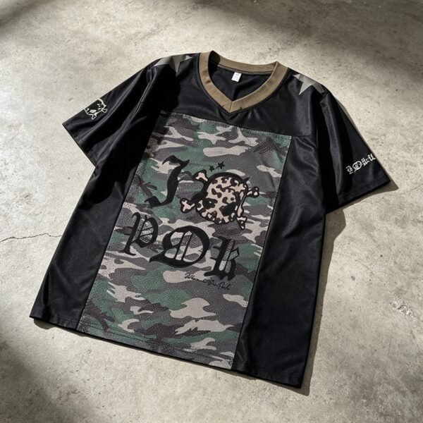 Custom Camo Number Graphic Mesh Jersey Tee - Style FB0847 - product detail view 7