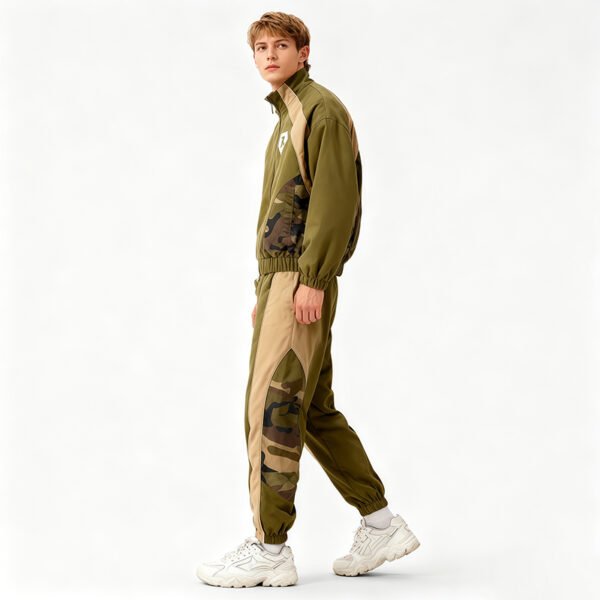 Custom Olive Camo Panel Track Jacket Set - Style DE514B - product detail view 5 Custom Olive Camo Panel Track Jacket Set - Style DE514B - product detail view 5