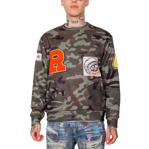 Custom Camo Patchwork Pullover Sweatshirt - Style DD8AF2 Custom Camo Patchwork Pullover Sweatshirt - Style DD8AF2