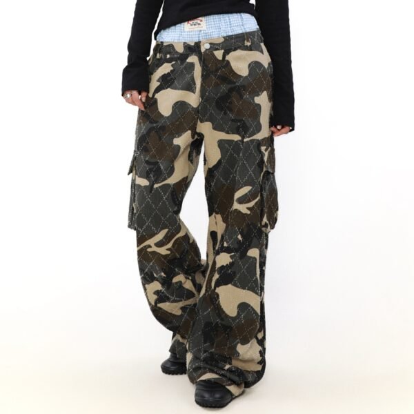 Custom Camo Quilted Wide-Leg Overlay Pants - Style 8677DD - product detail view 3 Custom Camo Quilted Wide-Leg Overlay Pants - Style 8677DD - product detail view 3