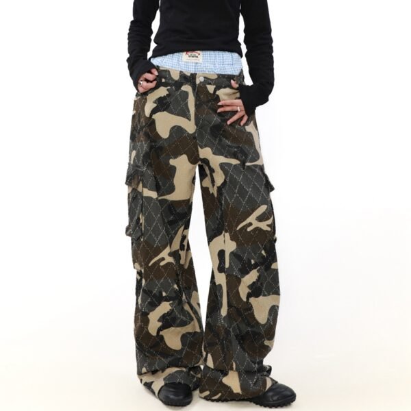 Custom Camo Quilted Wide-Leg Overlay Pants - Style 8677DD - product detail view 4 Custom Camo Quilted Wide-Leg Overlay Pants - Style 8677DD - product detail view 4