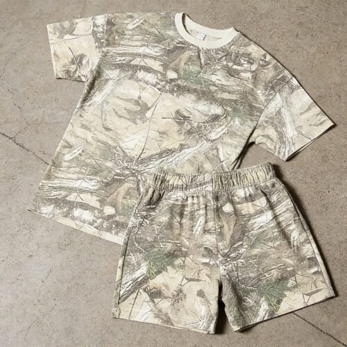 Camouflage print t-shirt and shorts set