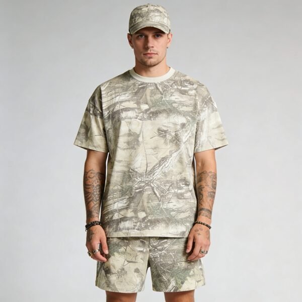 Custom Allover Camo Tee and Drawstring Short Set - Style 37CF74 - product detail view 5 Custom Allover Camo Tee and Drawstring Short Set - Style 37CF74 - product detail view 5