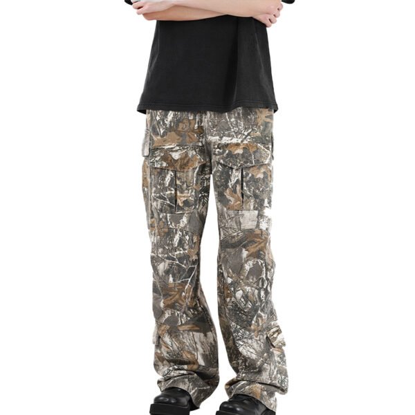 Custom Camouflage Multi-Pocket Cargo Jeans - Style 3C65FD Men's camo print stretch denim cargo jeans with multiple pockets