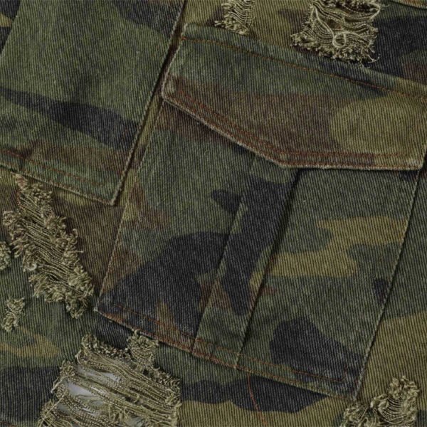 Custom Camouflage Ripped Multi-Pocket Cargo Shorts - Style A24CFF - product detail view 5