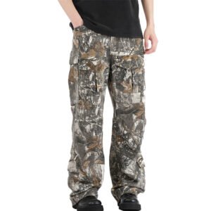 Washed denim cargo jeans with reinforced utility pockets