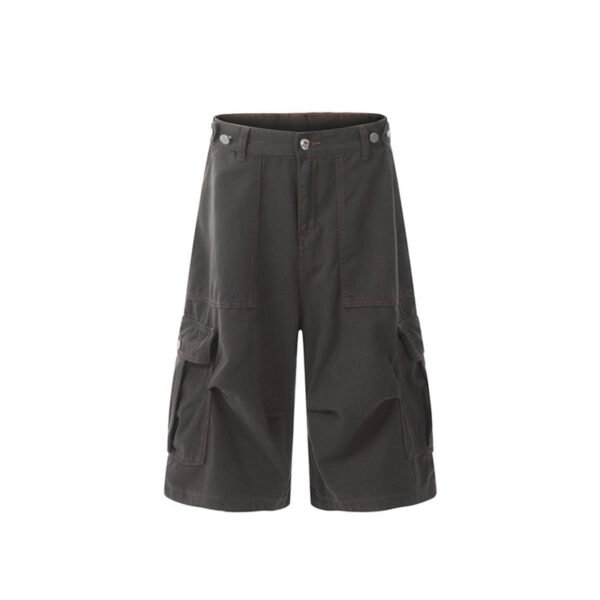 Custom Utility Cargo Shorts With Protected Pile Finish - Style 5F7DB8 Dark grey utility cargo shorts with multiple pockets