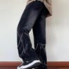 Custom Chain Detail Washed Straight Jeans - VW-D7E3 - Style D7E307 - product detail view 4