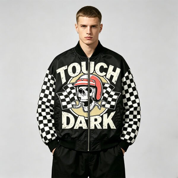 Custom Checkerboard Racing Bomber Jacket VWM-FEA0 - Style FEA0D0 Custom Checkerboard Racing Bomber Jacket VWM-FEA0 - Style FEA0D0