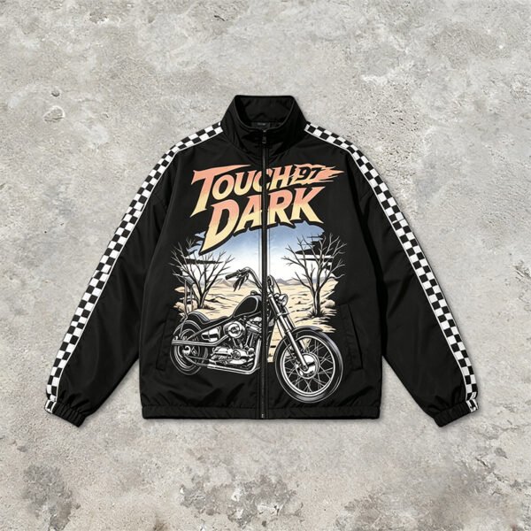 Custom Checkerboard Panel Racing Bomber Jacket - Style 938AFA