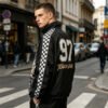 Custom Checkerboard Panel Racing Bomber Jacket - Style 938AFA - product detail view 8