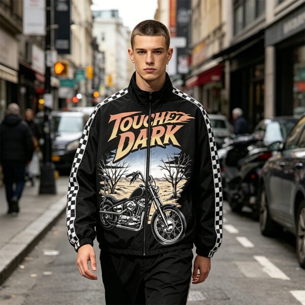 Custom Checkerboard Panel Racing Bomber Jacket - Style 938AFA - product detail view 9