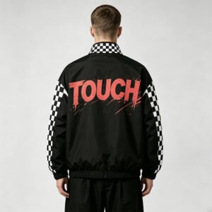 Custom Checkerboard Panel Racing Bomber Jacket - Style 18A844