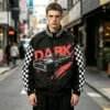 Custom Checkerboard Panel Racing Bomber Jacket - Style 18A844 - product detail view 2