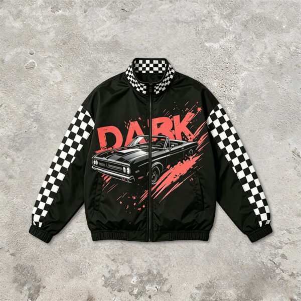 Custom Checkerboard Panel Racing Bomber Jacket - Style 18A844 - product detail view 9