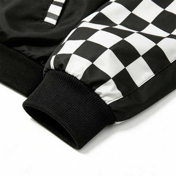 Custom Checkerboard Racing Bomber Jacket - Style B5D0C6 - product detail view 5 Custom Checkerboard Racing Bomber Jacket - Style B5D0C6 - product detail view 5