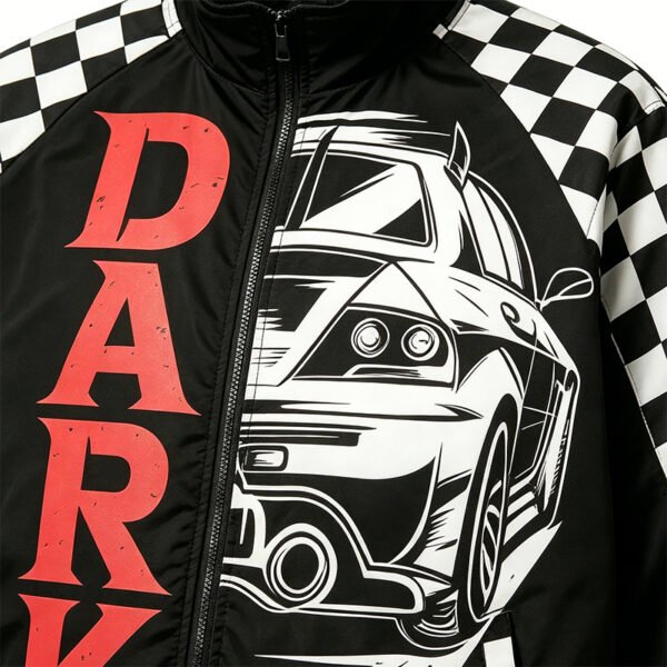 Custom Checkerboard Racing Bomber Jacket - Style B5D0C6 - product detail view 6 Custom Checkerboard Racing Bomber Jacket - Style B5D0C6 - product detail view 6