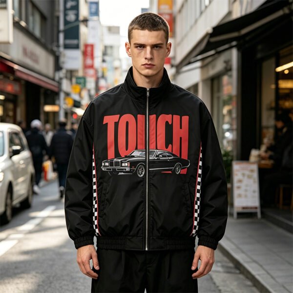 Custom Checkerboard Racing Panel Bomber Jacket - Style 59B972 - product detail view 5