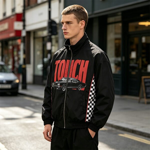 Custom Checkerboard Racing Panel Bomber Jacket - Style 59B972 - product detail view 6
