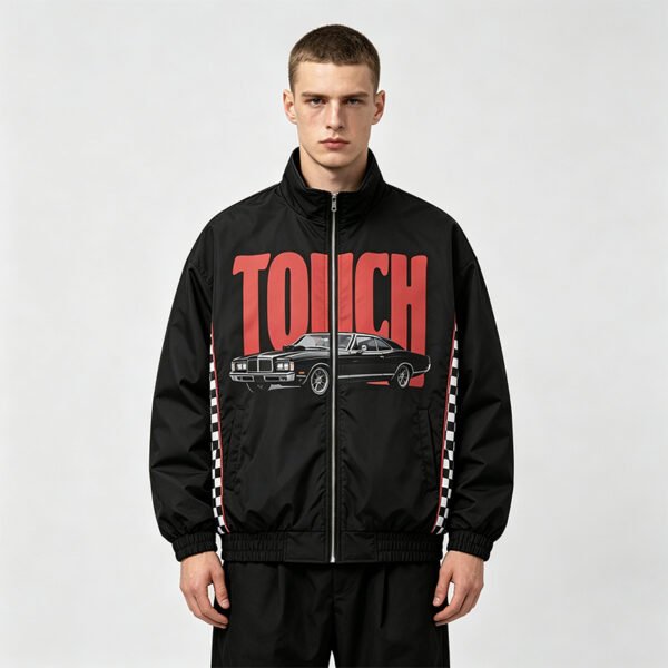 Custom Checkerboard Racing Panel Bomber Jacket - Style 59B972 - product detail view 10
