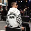 Custom Checkerboard Sleeve Half-Zip Hooded Jacket - Style 272FC8 - product detail view 5 Custom Checkerboard Sleeve Half-Zip Hooded Jacket - Style 272FC8 - product detail view 5