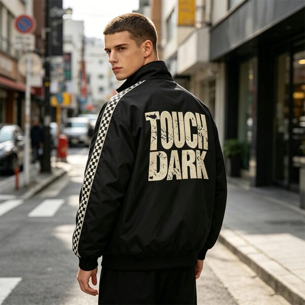Custom Checkerboard Sleeve Racing Bomber Jacket - Style A66ACA - product detail view 5