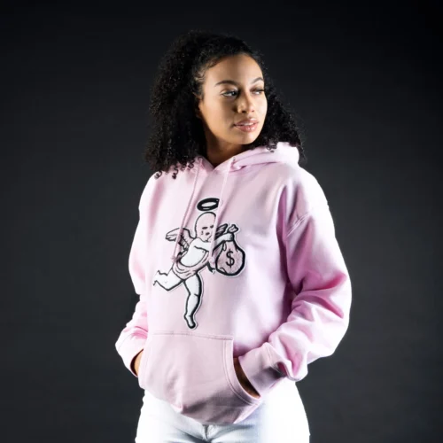 Custom Pink Chenille Patch Pullover Hoodie | - Style B12C54 Custom Pink Chenille Patch Pullover Hoodie | - Style B12C54