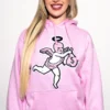 Custom Pink Chenille Patch Pullover Hoodie | - Style B12C54 - product detail view 6 Custom Pink Chenille Patch Pullover Hoodie | - Style B12C54 - product detail view 6