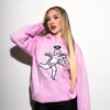 Custom Pink Chenille Patch Pullover Hoodie | - Style B12C54 - product detail view 9 Custom Pink Chenille Patch Pullover Hoodie | - Style B12C54 - product detail view 9