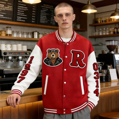 Custom Contrast Sleeve Chenille Varsity Jacket - Style 67CD4A Custom Contrast Sleeve Chenille Varsity Jacket - Style 67CD4A