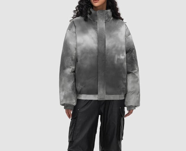 Custom Cloud-Dyed Stand Collar Puffer Jacket - Style 097560 - product detail view 8