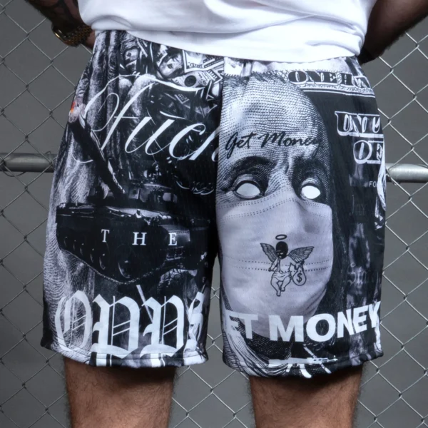 Custom Monochrome Collage Fleece Shorts - Style BB0614 - product detail view 2