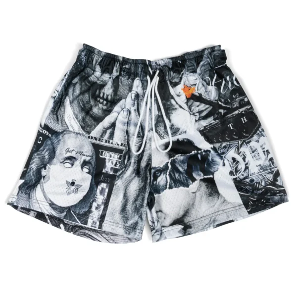 Custom Monochrome Collage Fleece Shorts - Style BB0614 - product detail view 3